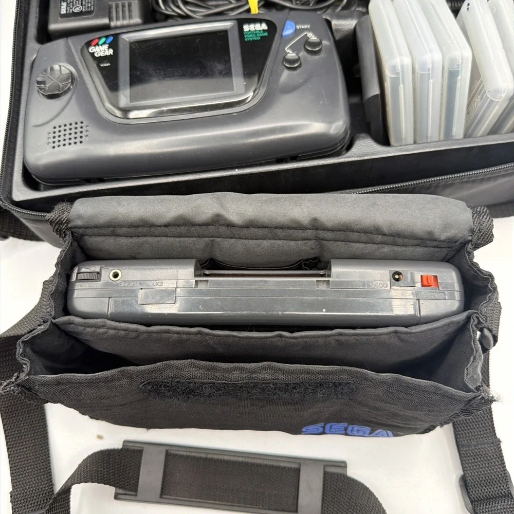 Sega Game Gear Lot of 2 Consoles 8 Games Cases Adapters For Parts Repair 2110